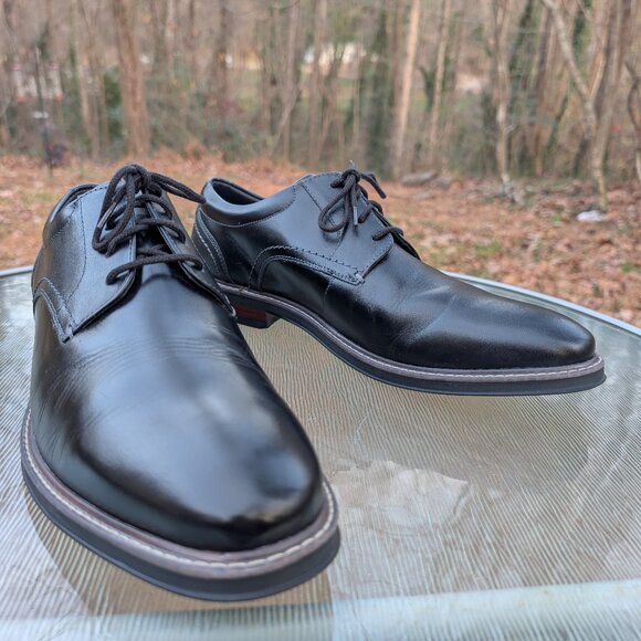 Men's Nunn Bush Centro Flex Plain Toe Oxford Black Leather Dress Shoes Size 13 - Picture 3 of 11